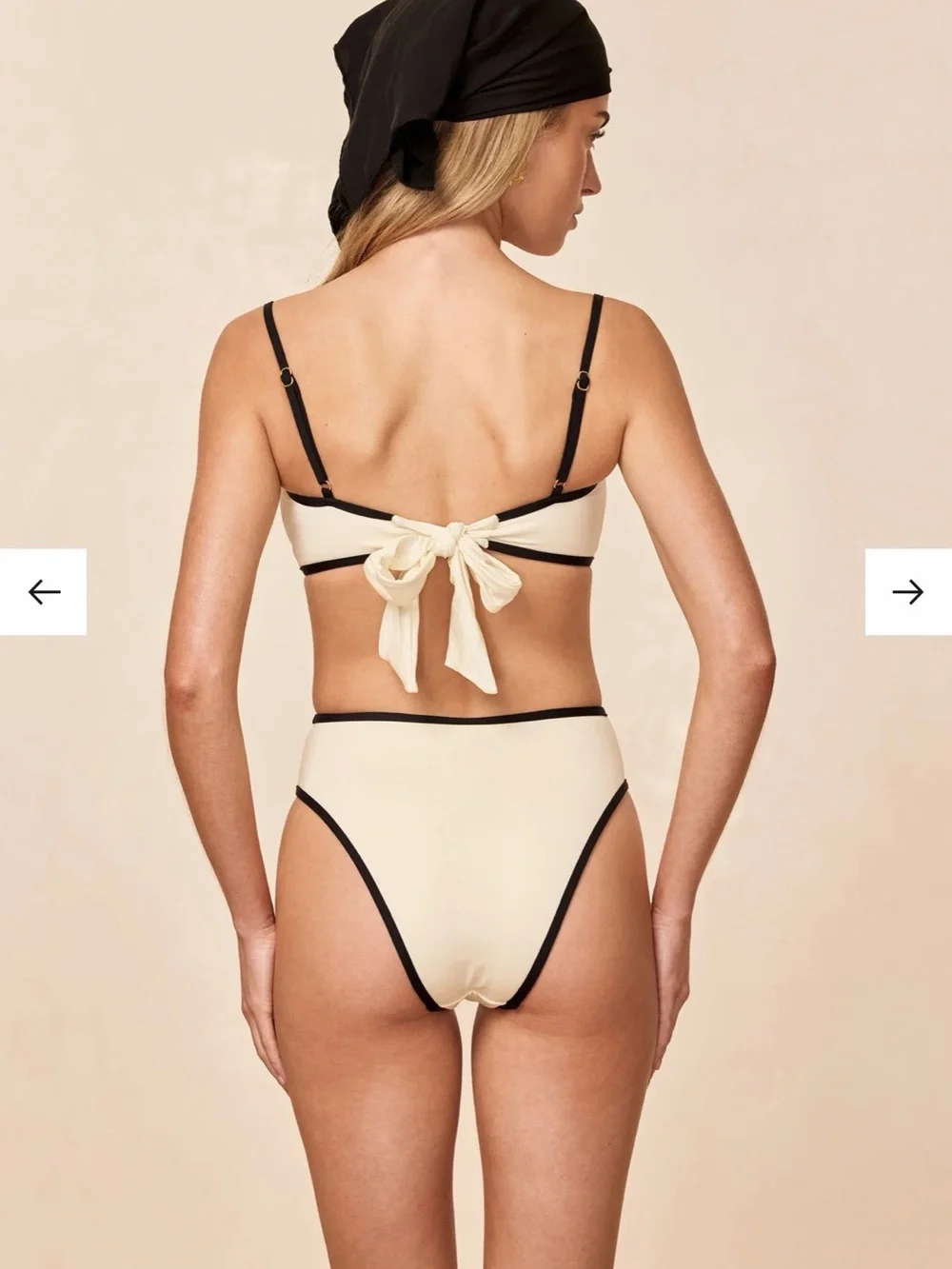 Monday Swimwear Cream Bikini Top with Black Trim